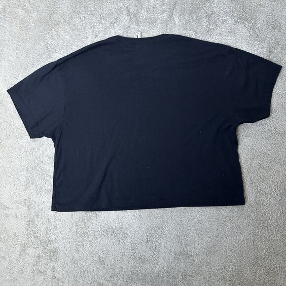 The Beatles Womens‎ XL Crop Top Graphic Tee Let It Be Record Art Black Casual - Picture 10 of 10